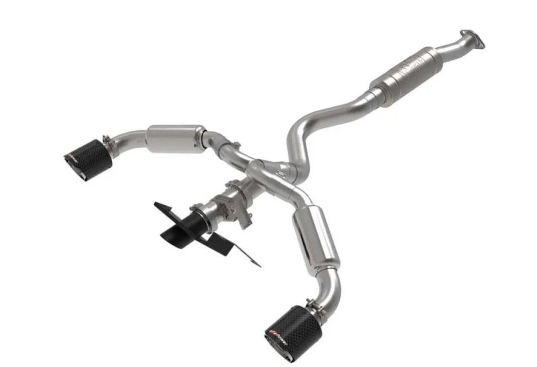 AFE Gemini XV Stainless Steel Catback Exhaust System w/Cut-Out Carbon Fiber Toyota GR Corolla 23-24 L3-1.6L (t)