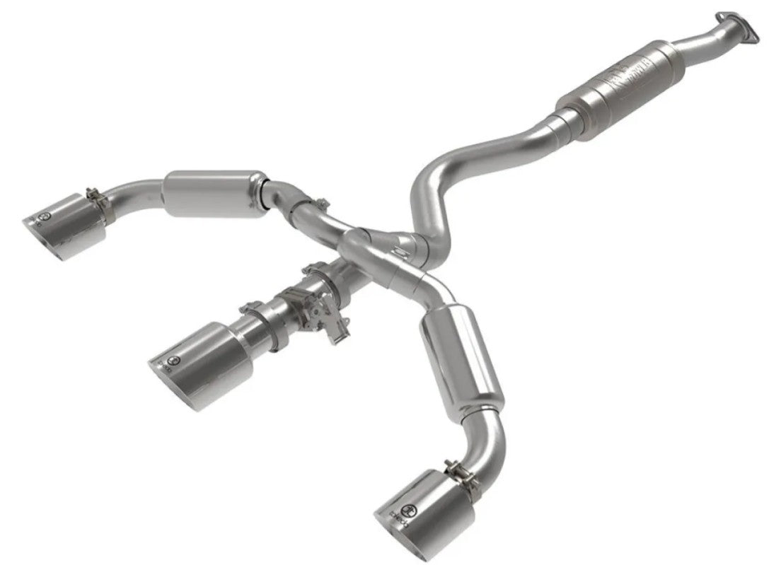 aFe Gemini XV 3"-2-1/2" 304 Stainless Steel Catback Exhaust System w/ Polished Tips Toyota GR Corolla L3 1.6L 2023-2024