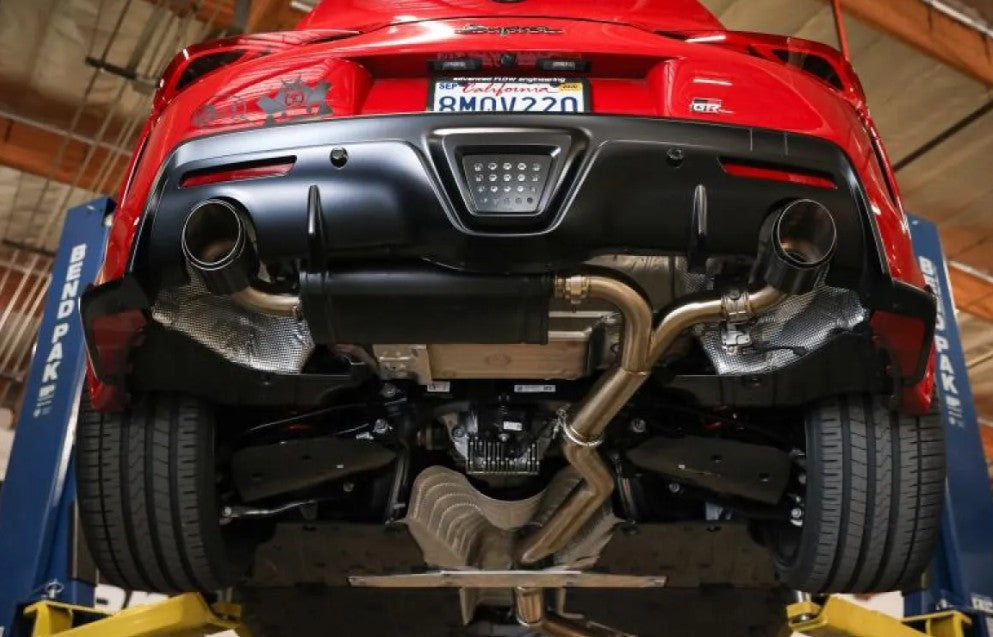 Takeda 3' to 2-1/2" 304 Stainless Steel Catback Exhaust System with Blue Flame Tips Toyota GR Supra A90 L6-3.0L t 2020-2024