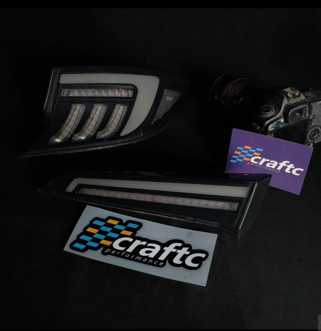 CraftC Performance SMOKED LENS X PEARL WHITE "RGB" 2019-2026 Corolla Hatchback &amp; GR Corolla Sequential Taillights
