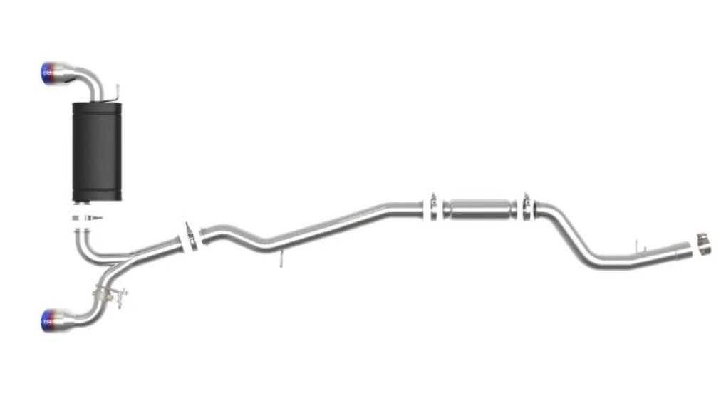 Takeda 3' to 2-1/2" 304 Stainless Steel Catback Exhaust System with Blue Flame Tips Toyota GR Supra A90 L6-3.0L t 2020-2024