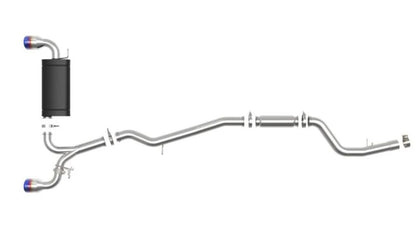 Takeda 3' to 2-1/2" 304 Stainless Steel Catback Exhaust System with Blue Flame Tips Toyota GR Supra A90 L6-3.0L t 2020-2024