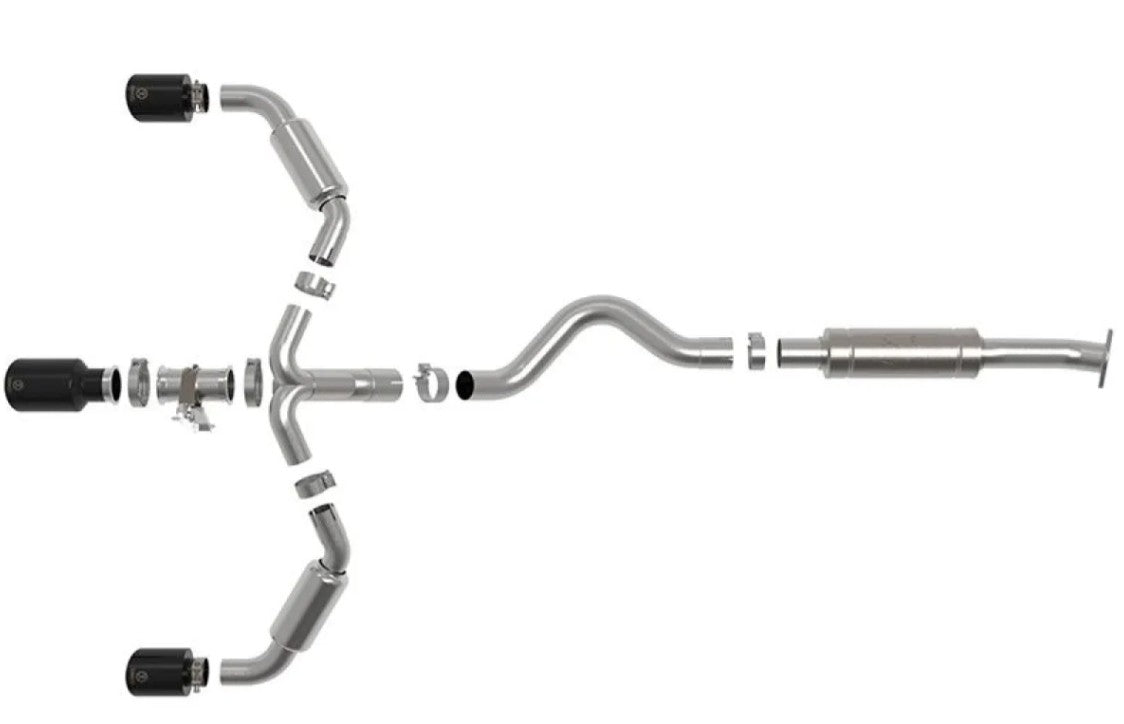 aFe Gemini XV 3"-2-1/2" 304 Stainless Steel Catback Exhaust System w/ Black Tips Toyota GR Corolla L3 1.6L 2023-2024