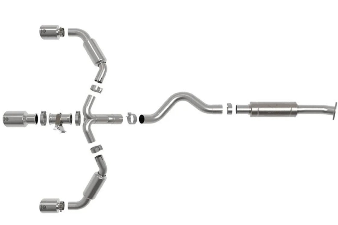 aFe Gemini XV 3"-2-1/2" 304 Stainless Steel Catback Exhaust System w/ Polished Tips Toyota GR Corolla L3 1.6L 2023-2024